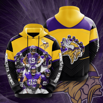 Minnesota Vikings Football Team Signatures Unisex 3D Pullover Hoodie - Black IHT1510