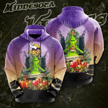 Minnesota Vikings Grinch Christmas Theme 3D Galaxy Unisex Pullover Hoodie IHT1681