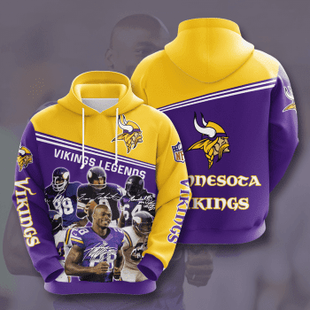 Minnesota Vikings Legends 3D Unisex Pullover Hoodie - Purple Yellow IHT1682