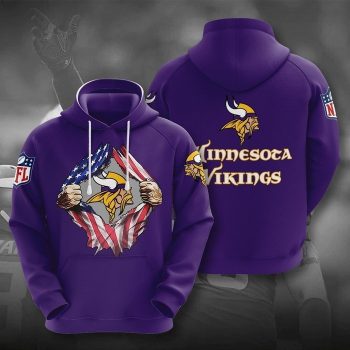 Minnesota Vikings USA Flag 3D Unisex Pullover Hoodie - Purple IHT2269