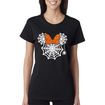 Minnie Mouse Spider Web Matching Minnie Mouse Trick Or Treat Disney Halloween Women Lady T-Shirt