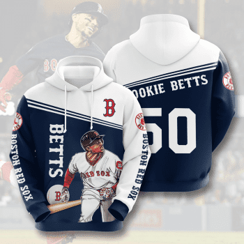 Mookie Betts 50 Boston Red Sox 3D Unisex Pullover Hoodie - Navy White IHT1909