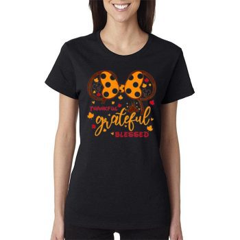 Mouse Thankful Grateful Blessed Disney Thanksgiving S Women Lady T-Shirt
