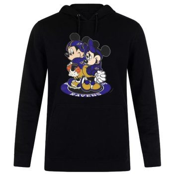 NFL Baltimore Ravens Mickey Mouse And Minnie Mouse Unisex Pullover Hoodie