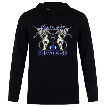 NFL Dallas Cowboys Logo Black Metallica Wings Unisex Pullover Hoodie