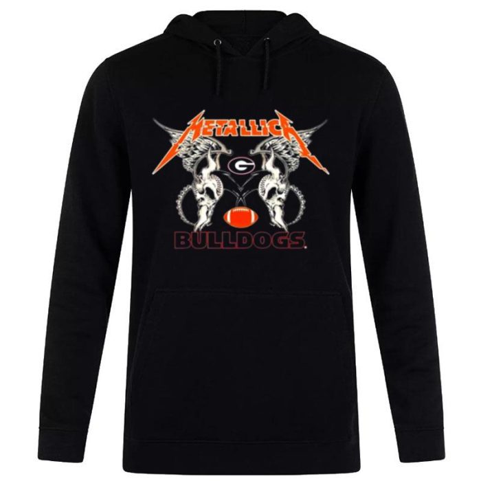 NFL Georgia Bulldogs Logo Black Metallica Wings Unisex Pullover Hoodie