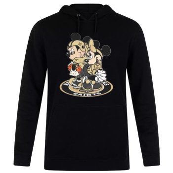 NFL New Orleans Saints Mickey Mouse And Minnie Mouse Unisex Pullover Hoodie