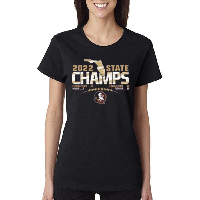 Ncaa 2022 Florida State Seminoles State Champions Football Score Women Lady T-Shirt