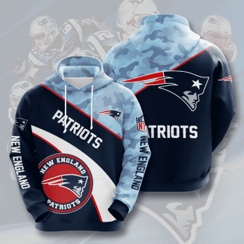 New England Patriots 3D Blue Camo Unisex Pullover Hoodie - Navy IHT1774