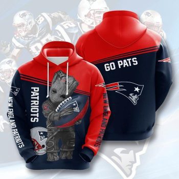 New England Patriots Baby Groot Go Pats 3D Unisex Pullover Hoodie - Navy Red IHT2446