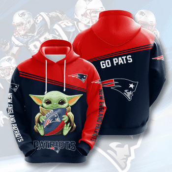 New England Patriots Football Team Baby Yoda Unisex 3D Pullover Hoodie - Blue IHT1612