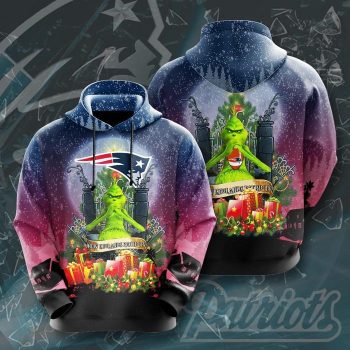 New England Patriots Grinch Christmas Theme 3D Unisex Pullover Hoodie IHT2458
