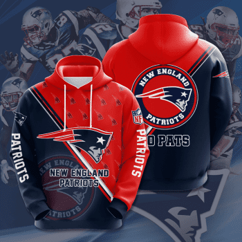 New England Patriots Logo Go Pats 3D Unisex Pullover Hoodie - Red Navy IHT1687