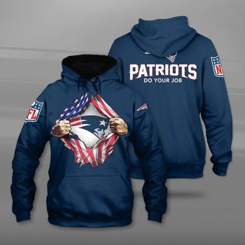 New England Patriots USA Flag 3D Unisex Pullover Hoodie - Cobalt IHT2437