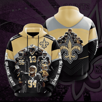 New Orleans Saints Football Team Signatures Unisex 3D Pullover Hoodie - Black IHT1489