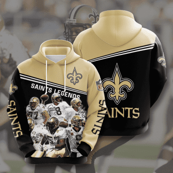 New Orleans Saints Legends 3D Unisex Pullover Hoodie - Black Yellow IHT2553