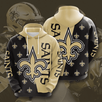 New Orleans Saints Logo 3D Unisex Pullover Hoodie - Black Yellow IHT2405