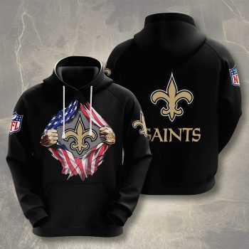 New Orleans Saints USA Flag 3D Unisex Pullover Hoodie - Black IHT2533