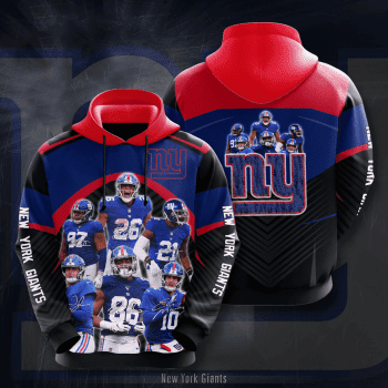 New York Giants Legends 3D Unisex Pullover Hoodie - Black Red IHT2378