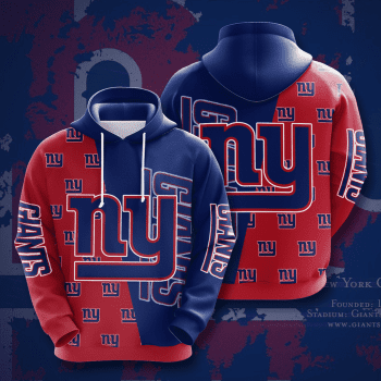 New York Giants Logo 3D Unisex Pullover Hoodie - Neon Blue Red IHT2512