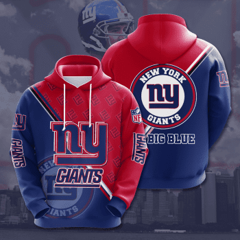 New York Giants Logo Big Blue 3D Unisex Pullover Hoodie - Red Navy IHT1708