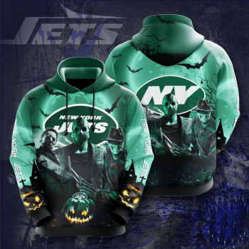 New York Jets Friday the 13th Halloween Theme 3D Unisex Pullover Hoodie - Green IHT2476
