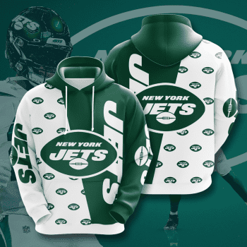 New York Jets Logo 3D Unisex Pullover Hoodie - White Green IHT1724