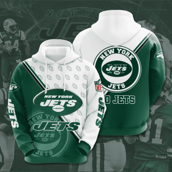 New York Jets Logo Go Jets 3D Unisex Pullover Hoodie - Green White IHT2516