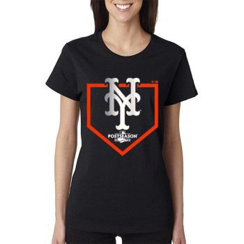New York Mets Black 2022 Postseason Around The Horn Women Lady T-Shirt