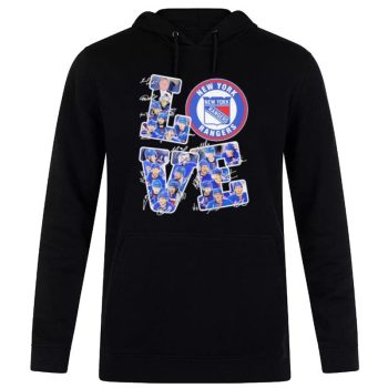 New York Rangers Players Love Fans 2023 Signatures Unisex Pullover Hoodie