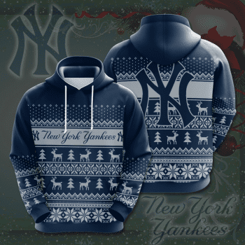 New York Yankees 3D Christmas Pattern Unisex Pullover Hoodie - Navy IHT2616