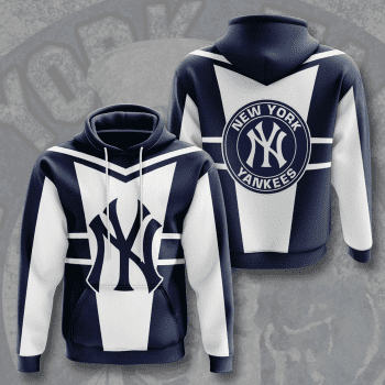 New York Yankees 3D Stripped Unisex Pullover Hoodie - White Navy IHT2632