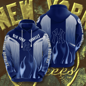 New York Yankees Blue Flame Bronx Bombers 3D Unisex Pullover Hoodie - Blue IHT1843