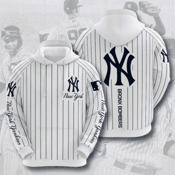 New York Yankees Bronx Bombers 3D Pinstripe Unisex Pullover Hoodie - White IHT1795