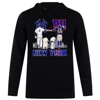New York Yankees Derek Jeter New York Giants Lawrence Taylor Signatures Unisex Pullover Hoodie