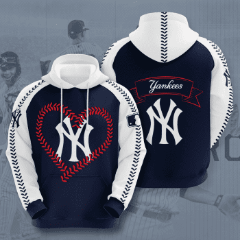 New York Yankees Heart 3D Unisex Pullover Hoodie - Navy White IHT2635