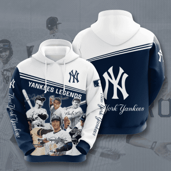 New York Yankees Legends Team Signatures 3D Unisex Pullover Hoodie - White Navy IHT1878