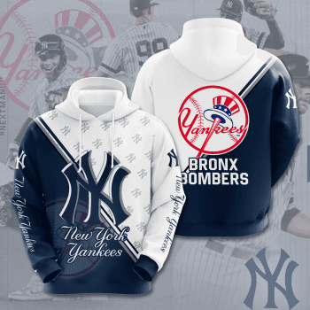 New York Yankees Logo Bronx Bombers 3D Unisex Pullover Hoodie - White Navy IHT1881