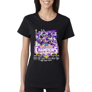 Nfc North Division 2022 Champions Minnesota Vikings Signatures Women Lady T-Shirt