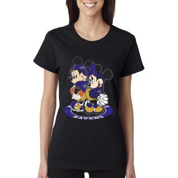 Nfl Baltimore Ravens Mickey Mouse And Minnie Mouse Women Lady T-Shirt