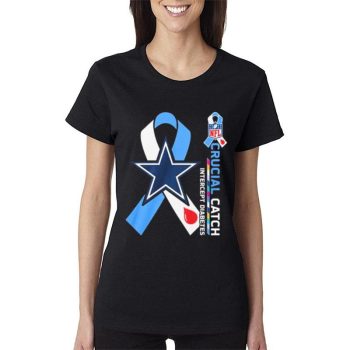 Nfl Dallas Cowboys Crucial Catch Intercept Diabetes Women Lady T-Shirt