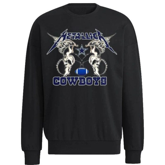 Nfl Dallas Cowboys Logo Black Metallica Wings Unisex Sweatshirt