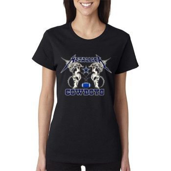 Nfl Dallas Cowboys Logo Black Metallica Wings Women Lady T-Shirt