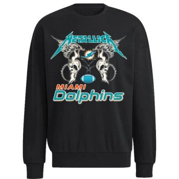 Nfl Miami Dolphins Logo Black Metallica Wings Unisex Sweatshirt