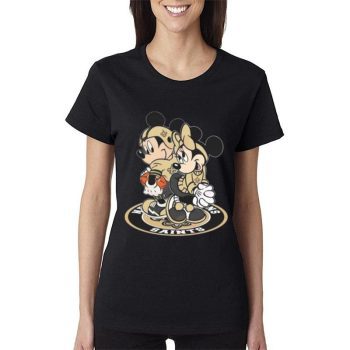 Nfl New Orleans Saints Mickey Mouse And Minnie Mouse Women Lady T-Shirt