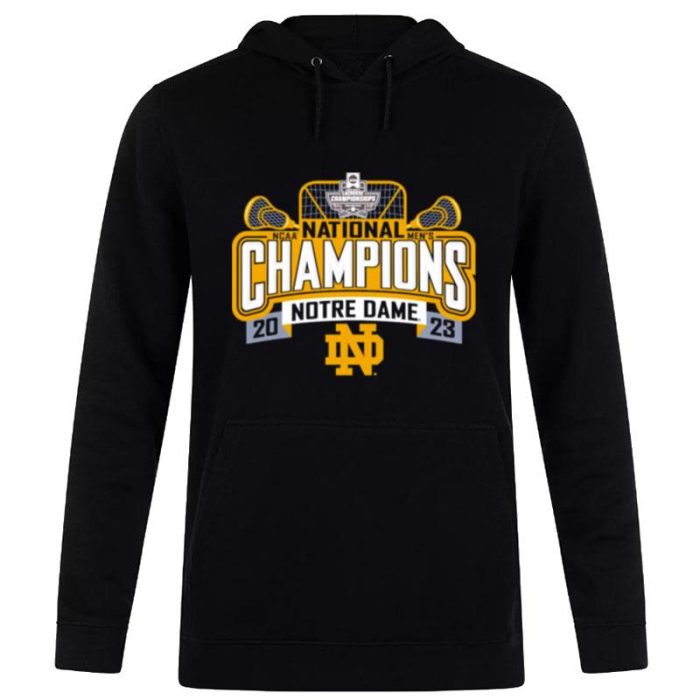 Notre Dame Fighting Irish Blue 84 2023 NCAA Lacrosse National Champions Unisex Pullover Hoodie