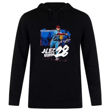 Number 28 Player Philadelphia Phillies Alec Bohm 28 Signature Unisex Pullover Hoodie