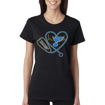 Nurse St. Louis Blues Stethoscope Heart Heartbeat Women Lady T-Shirt