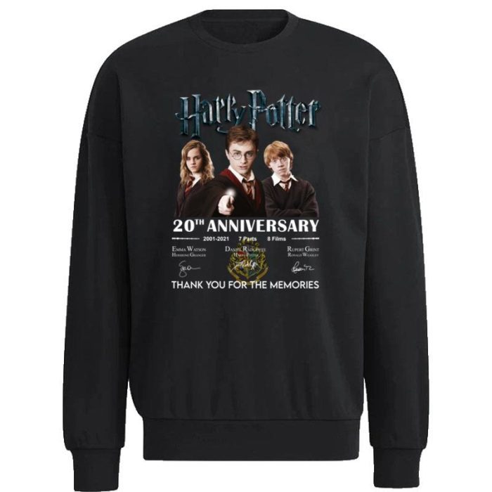Official Harry Potter 20Th Anniversary 2001 2021 Thank You For The Memories Signatures Unisex Sweatshirt