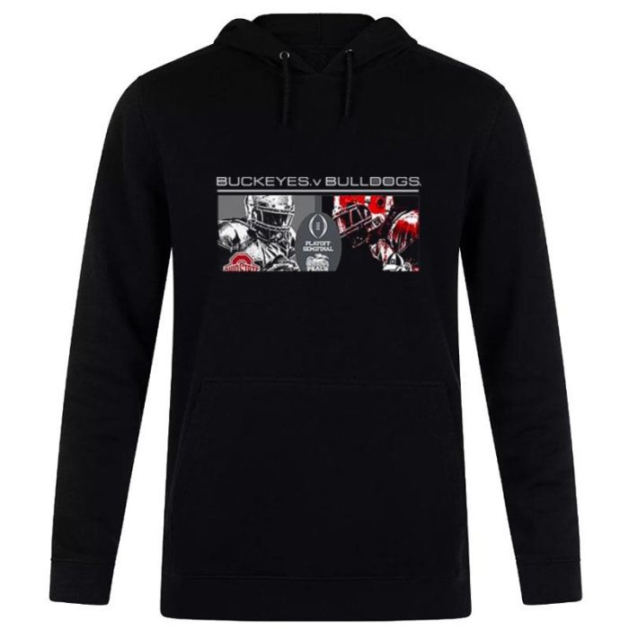 Ohio State Buckeyes Vs Georgia Bulldogs 2022 Playoff Semifinal Peach Bowl Bound 2022 Matchup Unisex Pullover Hoodie